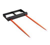 VEVOR 49" Hay Spear, Bale Spears 3000lbs Loading Capacity, 2Pcs Skid Steer Loader Tractor Bucket Attachment with 17.5" Stabilizer Spears and 60" Chain, Quick Attach Spike Forks