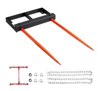 VEVOR 49" Hay Spear, Bale Spears 3000lbs Loading Capacity, Skid Steer Loader Tractor Bucket Attachment with 2pcs 17.5" Stabilizer Spears and 60" Chain