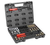 VEVOR 49-Piece Thread Chaser Set, UNC UNF and Metric Thread Restorer Tool, Rethreading Tool Kit with 22 Taps 24 Dies 3 Thread Files Storage Case, Heat Treated Steel, for Mechanics DIY Enthusiasts