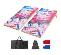 VEVOR Cornhole Set, 4x2 ft Corn Hole Game Boards, Solid Wood Portable Toss Board, Indoor and Outdoor Cornhole Play for Adults, Include 8 Bean Bags and Carrying Case, for Yard, Backyard, Beach, Camping