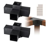 Vevor Pergola Bracket Kit 4''x4''(Inner Size 3.6X3.6), 2Pcs 4-Way Heavy Duty Corner Bracket Woodworks Diy Post Base Kit