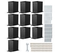 Vevor 4X4 Post Base 10 Pcs, Inner Size 3.6X3.6 In / 91.44X91.44 mm Post Brackets, Heavy Duty Carbon Steel Decking Posts