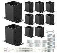 VEVOR 4x4 Post Base 10 Pcs, Inner Size 3.6x3.6 inch / 91.44x91.44 mm Post Brackets, Heavy Duty Carbon Steel Decking Posts, Wood Posts Brackets for Pavilion Deck Railing Support Deck Base Plate, Black
