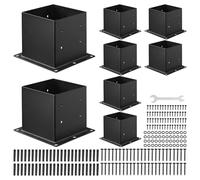 VEVOR 4x4 Post Base 8 Pcs, Inner Size 3.6x3.6 inch / 92x92 mm Post Brackets, Heavy Duty Carbon Steel Decking Posts, Wood Posts Brackets for Pavilion Deck Railing Support Deck Base Plate, Black