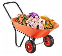 VEVOR 5 Cu. Ft 397 lbs Capacity, 2 Dump, Garden Handle & 10" Wide Track Wheels, Easy Loading Utility Cart & Wagons for Outdoor Lawn Yard, Orange + Black