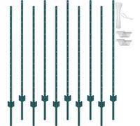 VEVOR 5 Feet Fence Post, 10 Pack U-Channel Heavy Duty Metal Fence Posts, Sturdy Steel Fence Stakes for Garden Yard, Lawn, Farms and Outdoor Wire Fenci
