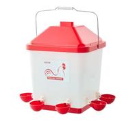 VEVOR 5 Gallon Automatic Chicken Waterer, 6 Water Ports, Automatic-Fill Water Cup, Automatic Gravity Waterer with Handle & Sealed Rubber Ring, Waterproof PP Material, No Waste Design, for Chicken