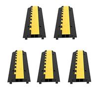 VEVOR 5 Pack Rubber Cable Protector Ramp 2 Channel Heavy Duty 66,000 lbs Load Capacity Cable Wire Cord Cover Ramp Speed Bump Driveway Hose Cable Ramp Protective Cover (2-Channel, 5 Pack-66,000 lbs)