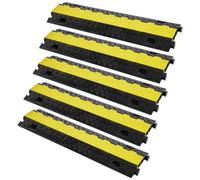 VEVOR 5 PCs Cable Protector Ramp, 2 Channel, 22000 lbs/axle Capacity Heavy Duty TPU Wire Cover Ramp Hose Protector Ramp Driveway, Traffic Speed Bump with TPR Flip-Open Top Cover, for Indoor & Outdoor