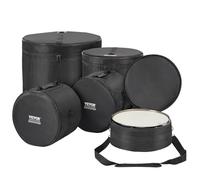 VEVOR 5-Piece Drum Bag Set, 1680D Oxford Fabric, Padded Drum Bags and Cases with 4.92 ft Detachable Shoulder Strap Carry Handles Foldable Design, for 22'' Kick 12'' Tom 13'' Tom 16'' Tom 14'' Snare