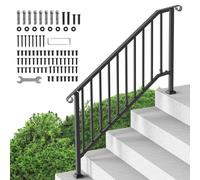 VEVOR 5 Step Handrails for Outdoor for Seniors Porch Deck Black Retro Arch