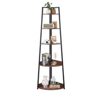 VEVOR 5 Tier Corner Shelf, Tall Corner Bookshelf Plant Rack, Wall Shelves Tower Storage Organizer with Metal Frame & Wooden Shelves, Narrow Display Book Shelf Rack for Bedroom, Living Room, Office
