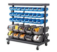 VEVOR 5 Tier Double Sided Rolling Storage Shelving Unit with 68 Assorted PP Bins for Garage, Warehouse, Office, Restaurant and Classroom, 900 x 500 x 950 mm