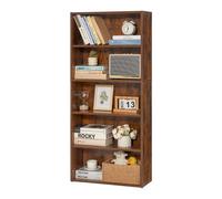 VEVOR 5 Tiers Narrow Bookshelf, 53 in Wooden Open Bookcase with Height-Adjustable Shelf, Freestanding Tall Display Storage Floor Bookcase Bookshelf for Library, Bedroom, Living Room, Office, Brown