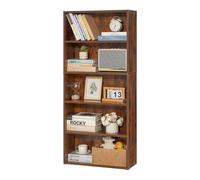 VEVOR 5 Tiers Narrow Bookshelf, 53 in Wooden Open Bookcase with Height-Adjustable Shelf, Freestanding Tall Display Storage Floor Bookcase Bookshelf for Library, Bedroom, Living Room, Office, Brown
