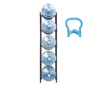 VEVOR 5 Tiers Water Jug Holder, 5 Gallon Water Bottle Holder, Single Row Water Bottle Rack for 5 Bottles, Heavy Duty Water Jug Rack for Kitchen, Office, Living Room, Black