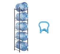 VEVOR 5 Tiers Water Jug Holder, 5 Gallon Water Bottle Holder, Single Row Water Bottle Rack for 5 Bottles, Heavy Duty Water Jug Rack for Kitchen, Office, Living Room, Black