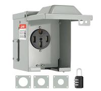 VEVOR 50 Amp RV Power Outlet Box, 125/250 Volt, Enclosed Lockable Outdoor RV Receptacle Box, NEMA 14-50R Weatherproof Electrical Panel, for RV Camper Trailer Motorhome Electric Car, UL Listed Outlet