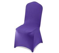 VEVOR 50 Pcs Purple Chair Covers, Polyester Spandex Chair Cover, Stretch Slipcovers for Wedding Party Dining Banquet Flat-Front Chair Covers, Fits Chair Measures up to 20.08 x 17.72 x 37.4 inch