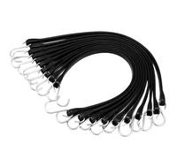 VEVOR 50 Piece Flat Bungee Cord, 19.8 mm Heavy Duty Bungee Straps with Steel S-Hooks, 21" Elastic Bungee Rope for Cargo, Tarps, Trucks and Tent, Black