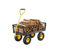 VEVOR 500 Lbs Steel Garden Cart, Heavy Duty Garden Wagon Cart Pullable on Wheels, Metal Yard Utility Wagon Carts with 10" All Terrain Tires, Mesh Remo
