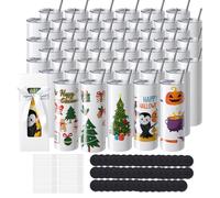 VEVOR 50Pack Straight Sublimation Tumblers Bulk Blank 20oz Stainless Steel White