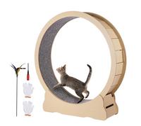 Vevor 52" Wooden Cat Exercise Wheel, Large Indoor Running Treadmill With Carpet & Teaser, Pet Running/walking/training