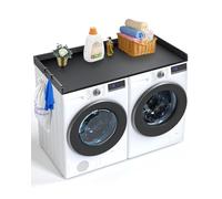 VEVOR 54" x 27" Wooden Washer and Dryer Countertop, Water-Resistant Machine Topper Cover with Anti-Slip Pads, for Laundry Room Organization and Storage, Black, 1370 x 700 x 70 mm