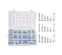 VEVOR 566 Pcs Bolts and Nuts Assortment Kit, Imperial Machine Screws and Flat Washers, Alloy Steel 1/4-20,5/16-18,3/8-16, for Furniture/Equipment/Vehicle Assembly, Galvanized White