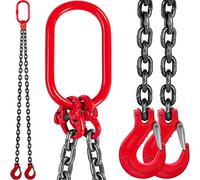 VEVOR 5FT Chain Sling 0.375In x 5Ft Double Leg with Grab Hooks Sling Chain 4T Capacity Double Leg Chain Sling Grade80(0.375In x 5Ft Double Leg Sling)