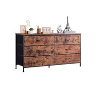 VEVOR 6 Drawer Dresser, Tall Chest Organizer Drawer Dresser, TV Stand with Storage, Closet Storage Drawers with Sturdy Steel Frame, Fabric Storage Tower for Bedroom, Hallway, Closet, Rustic Brown