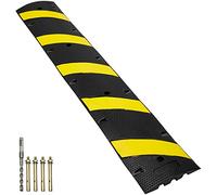 VEVOR 6 ft/72'' Rubber Speed Hump, 2 Channel, 22000 lbs Load Capacity Heavy Duty Traffic Speed Bump, with High Reflective Yellow Strip 4 Expansion Screws and 1 Drill, for Asphalt Concrete Gravel Roads