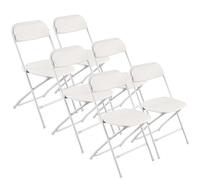 VEVOR 6 Pack Folding Chairs, Foldable Plastic Chairs with Heavy Duty Metal Frame, Portable Folding Card Table Chairs, Stackable Indoor Outdoor Seats for Home, Yard, Garden, Parties, Events, White