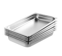 Vevor 6 Pack Full Size Anti-Jam Steam Pan, 0.8mm Stainless Steel, 2.5-Inch Deep Commercial Table Pan