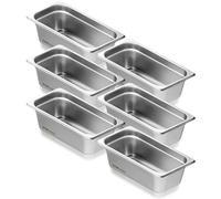 VEVOR 6 Pack Hotel Pans, 1/3 Size Anti-Jam Steam Pan, 0.8mm Thick Stainless Steel Restaurant Steam Table Pan, 4-Inch Deep Commercial Table Pan, Cateri