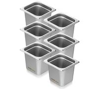 VEVOR 6 Pack Hotel Pans, 1/6 Size Anti-Jam Steam Pan, 0.8mm Thick Stainless Steel Restaurant Steam Table Pan, 6-Inch Deep Commercial Table Pan, Cater