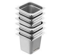 VEVOR 6 Pack Hotel Pans, 1/6 Size Anti-Jam Steam Pan, 0.8mm Thick Stainless Steel Restaurant Steam Table Pan, 6-Inch Deep Commercial Table Pan, Catering Storage Food Pan, for Industrial & Scientific