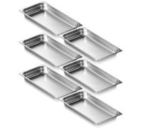 VEVOR 6 Pack Hotel Pans, Full Size Anti-Jam Steam Pan, 0.8mm Thick Stainless Steel Restaurant Steam Table Pan, 2.5-Inch Deep Commercial Table Pan, Cat