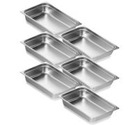 VEVOR 6 Pack Hotel Pans, Full Size Anti-Jam Steam Pan, 0.8mm Thick Stainless Steel Restaurant Steam Table Pan, 4-Inch Deep Commercial Table Pan, Cater