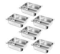 VEVOR 6 Pack Stainless Steam Hotel Pans, 1/2 Size Table Steam Pan, 4 Inch Deep Anti Jam Restaurant Supplies Reusable Rustproof Catering Storage for Home, Party, Restaurant, Hotel, Buffet
