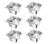 VEVOR 6 Pack Stainless Steam Hotel Pans, 1/6 Size Table Steam Pan, 4 Inch Deep, Anti Jam Restaurant Supplies Reusable Rustproof Catering Storage for Home, Party, Restaurant, Hotel, Buffet