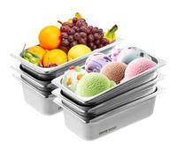 VEVOR 6-Pack Stainless Steel Hotel Pans - 1/3 Size 4-Inch Deep 0.8mm Thick Anti-Jam Commercial Food Pans for Steam Tables, Restaurants, Catering & Industrial Use