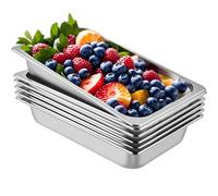 VEVOR Stainless Steel Gastronorm Pan 6 Pack Steam Table Pans 20.9 x 12.8 x 3.9 Inch 13L Deep Food Container Tray Food Pan