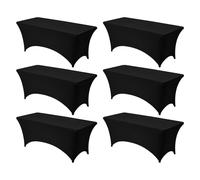 VEVOR 6 Pack Table Cloth for 6FT Rectangular Fitted Events, Wrinkle-Resistant Stretch Black Table Covers, Washable Spandex Tablecloth Protector, for Party, Wedding, Cocktail, Banquet, Festival