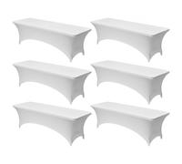 VEVOR 6 Pack Table Cloth for 8FT Rectangular Fitted Events, Wrinkle-Resistant Stretch White Table Covers, Washable Spandex Tablecloth Protector, for Party, Wedding, Cocktail, Banquet, Festival