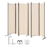 VEVOR Room Divider, 6 Panels Room Divider, Folding Privacy Screen and Portable Partition Divider for Room Separation, Freestanding Room Partitions for Office, Bedroom, Study, Beige