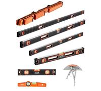 VEVOR 6-Piece Torpedo Level, 78/48/32/24/16/10 Inch All Magnetic Levels Set, Bubble Vials Ruler for 45/90/180 Degree, Aluminum Alloy Magnetic Box Leveler Tool, Shock-Resistance, SAE and Metric Scale
