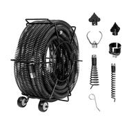 VEVOR 60ft1-1/5 Cleaning 60 FT x 1-1/5 Inch, Professional Sectional Cleaner 6 Cutters for 2.0" to 7.9" Pipes, Hollow Core Sewer Auger Cable for Sink, Floor Drain, Toilet, Silver