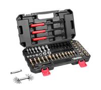 VEVOR 61-Piece Thread Chaser Set, UNC UNF and Metric Thread Restorer Tool, Rethreading Tool Kit with 28 Taps 28 Dies 3 Thread Files Storage Case, Heat Treated Steel, for Mechanics DIY Enthusiasts