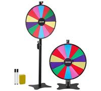 VEVOR 610 mm Spinning Prize Wheel, 14 Slots Spinning Wheel with Stand, Adjustable Height Win Fortune Roulette with a Dry Erase and 2 Markers, 6 Colors, Easy Assembly, for Party Pub Trade Show Carnival